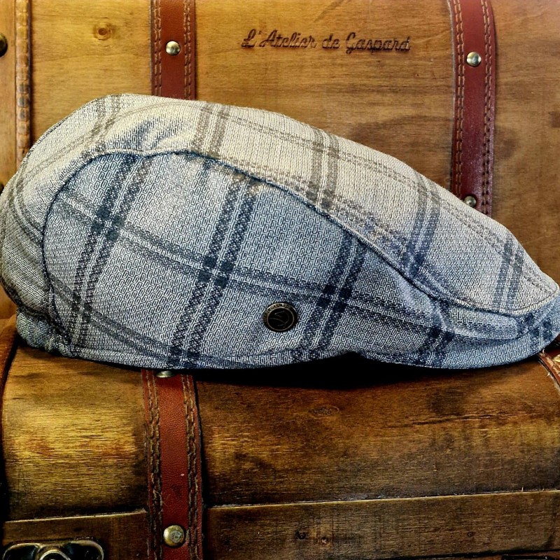 Le béret à carreaux Gonzague (gris)