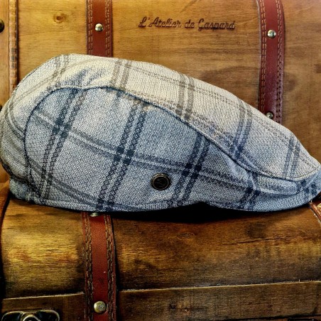 Le béret à carreaux Gonzague (gris)