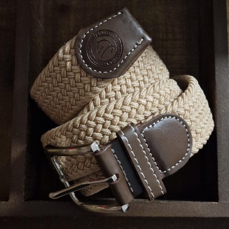 La Ceinture Tressée Élastique Beige Sahara