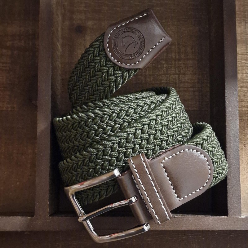 La Ceinture Tressée Élastique Kaki Forêt