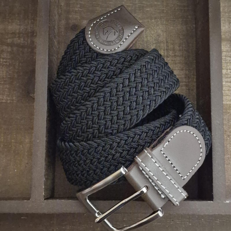 La Ceinture Tressée Élastique Noir Charbon