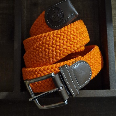 La Ceinture Tressée Élastique Orange Brûlé
