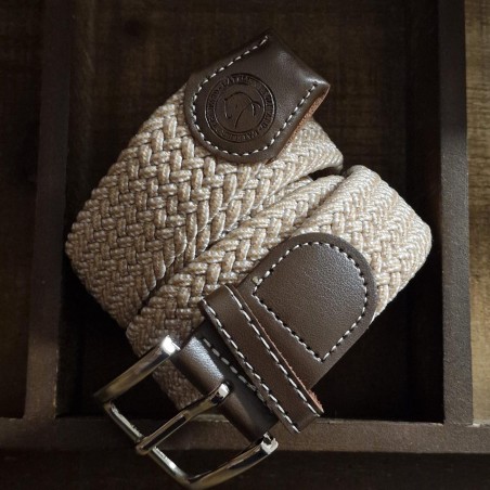 La Ceinture Graphique Tressée Élastique Écru